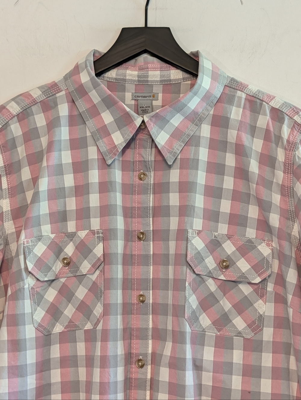 Carhartt XXL 20 Women's Plaid Button Front Roll Tab Sleeve Stretch Casual Plus